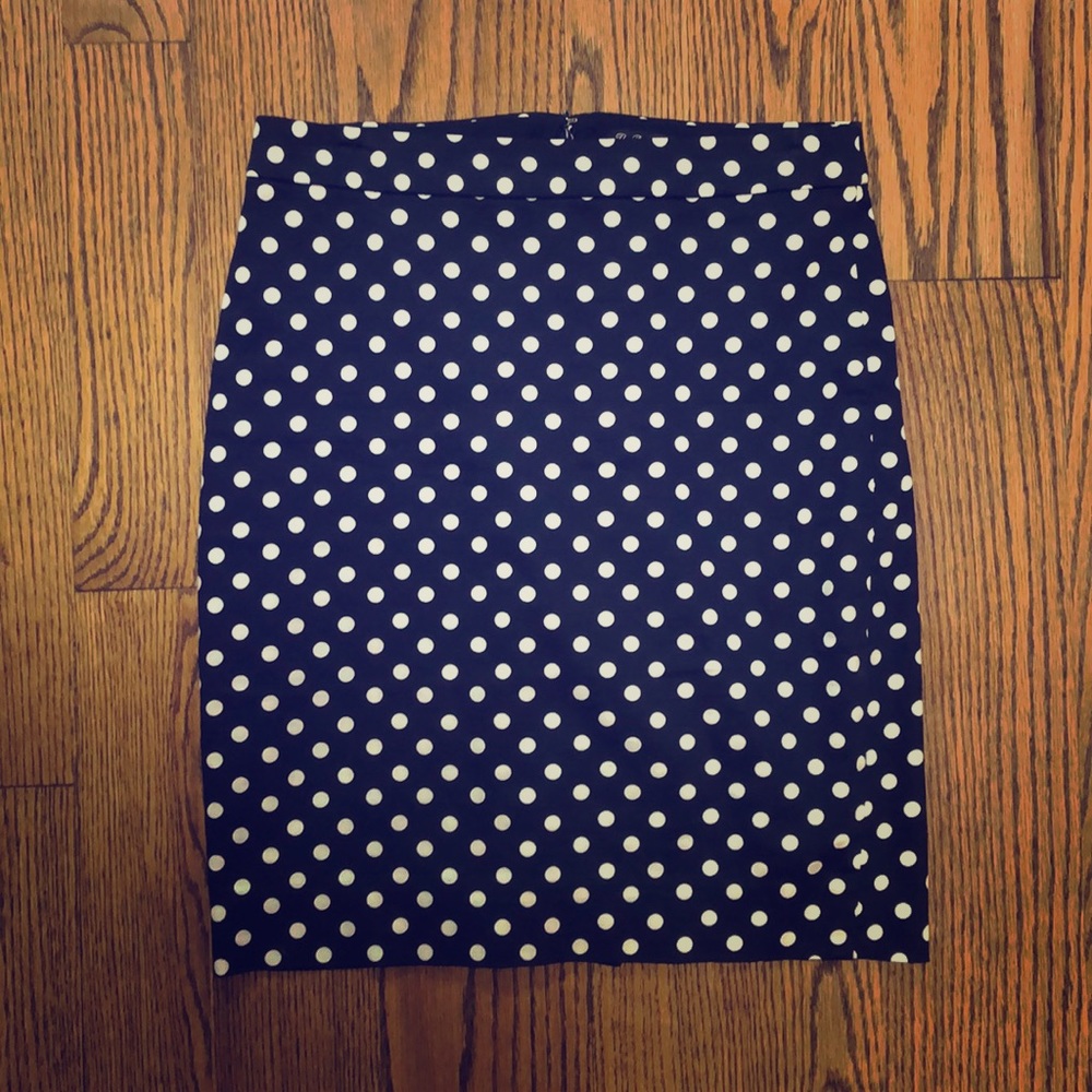 J.Crew Factory navy polka dot pencil skirt sz 4